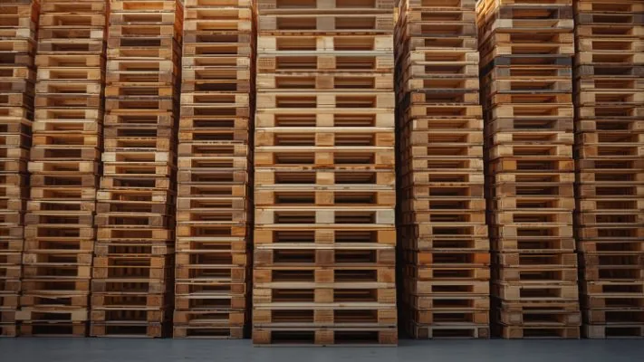 Palettes en bois empilées